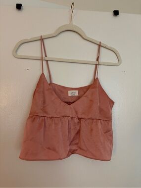 Aritzia Wilfred Dusty Rose Satin Spaghetti-Strap Cami
